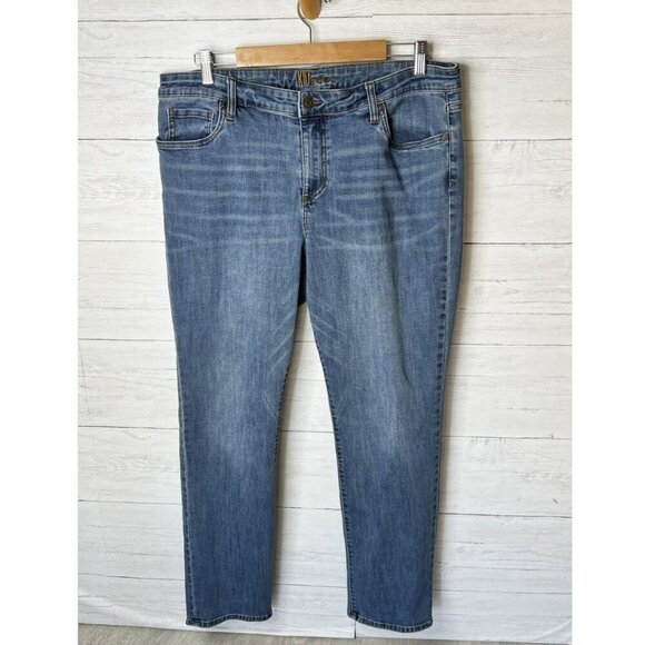 Kut from the Kloth Jeans Womens Size 16 Medium Wash Straight Leg Whiskering - Picture 3 of 15